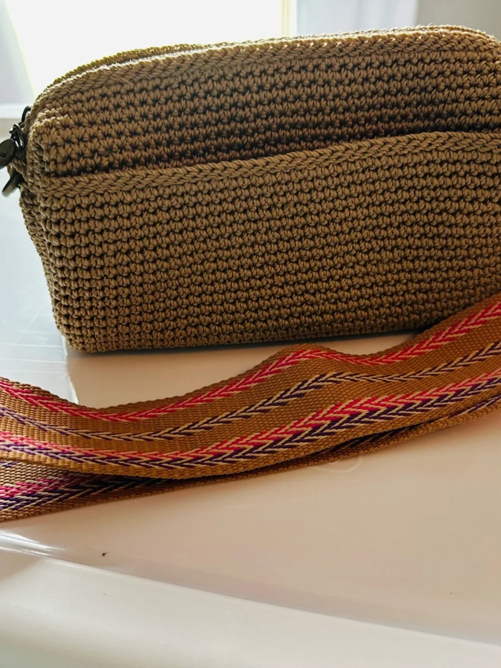 Like New - The Sak small natural bag with wide strap - adjustable